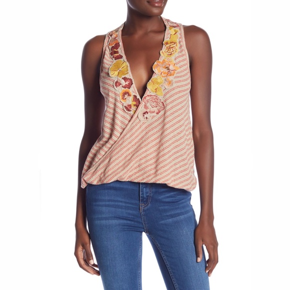 FREE PEOPLE Frida Floral Striped Drape Tank Top - Picture 3 of 16